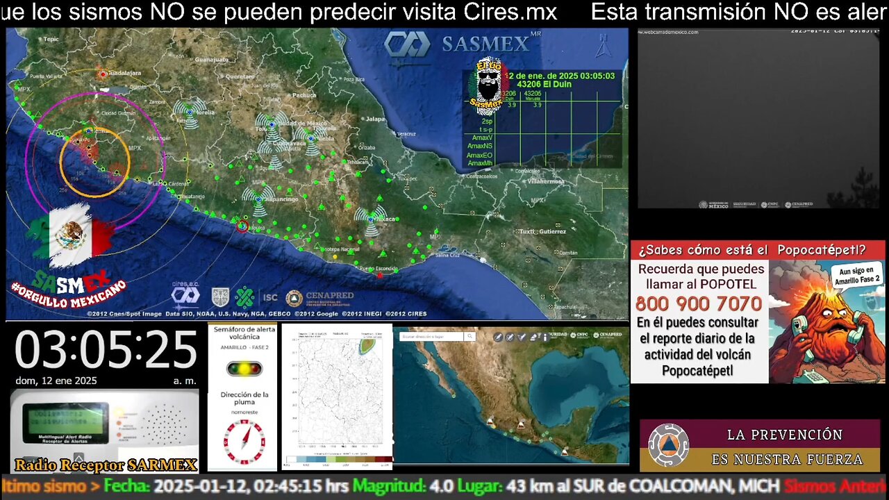 #Sismo detectado el 12-ene-25 a las 03:05:03 hrs. NO AMERITÓ ALERTA SÍSMICA