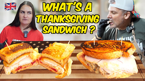 Brits Try Thanksgiving Sandwich for the first time! (Is this a thing) ?!?!