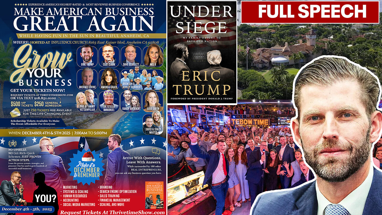 Eric Trump | FULL SPEECH: Trump Family Beliefs On: Branding, Marketing, Time Management, Sales, Finance + Customer Service + Join Eric Trump At Clay Clark's Dec. 4-5 ThrivetimeShow.com Business Conference