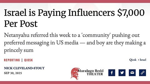 Israel is paying influencers $7,000 per post Israel is paying influencers $7,000 per post