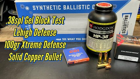 .38spl Lehigh Defense, 100gr Xtreme Defense, Gel Block Testing with this solid Copper Bullet