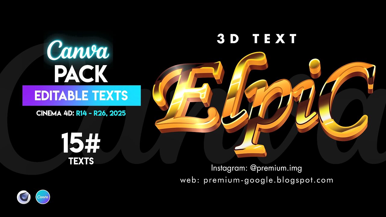 Pack #4 Of Editable Text Cinema 4D R14 - R25, 2025 | Canva