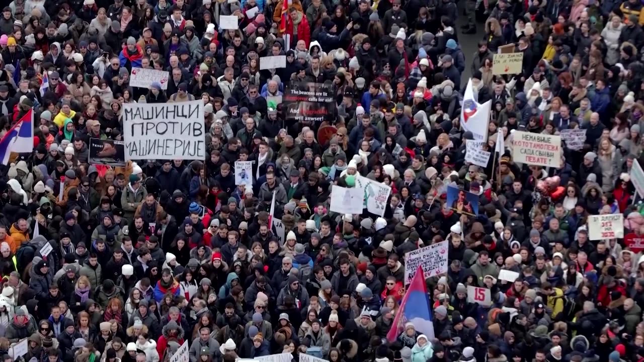 Protesters in Serbia demand justice over deadly railway disaster