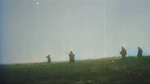 Scottish infantry advance in open fields at the Battle of Ancre 1916