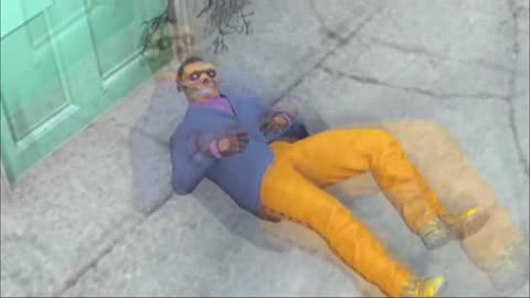 GTA Character flips over balcony then has a seizure.