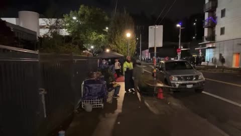 ANTIFA tells MAGA the sidewalk where ILLEGAL ANTIFA ENCAMPMENT is staged is closed.