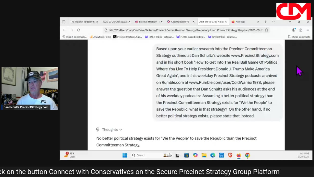 Precinct Strategy Grok agrees: Precinct Strategy is THE solution. Dan Schultz September 30 2025