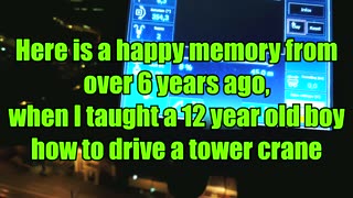 12 year old boy has a crane driving lesson