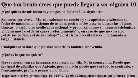 Recordando a las victimas de los primeros acosos de Dross en el internet.
