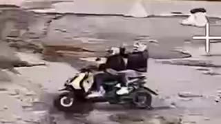 Drone Operator Narrowly Avoids Two Teenagers on a Scooter