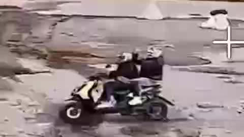 Drone Operator Narrowly Avoids Two Teenagers on a Scooter