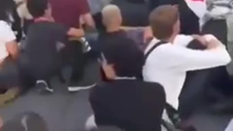 Pro Hamas protesters sitting in the street in Switzerland get run over...thump thump thump