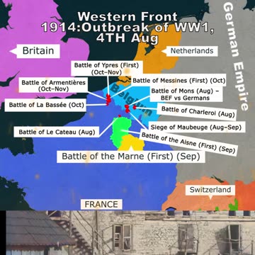 N WWI – German Empire vs Allies (France, British Empire, America) — Western Front 1914 vs 1918-1