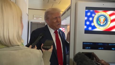 President Trump Gaggles with the Press on Air Force One, Oct. 12, 2025