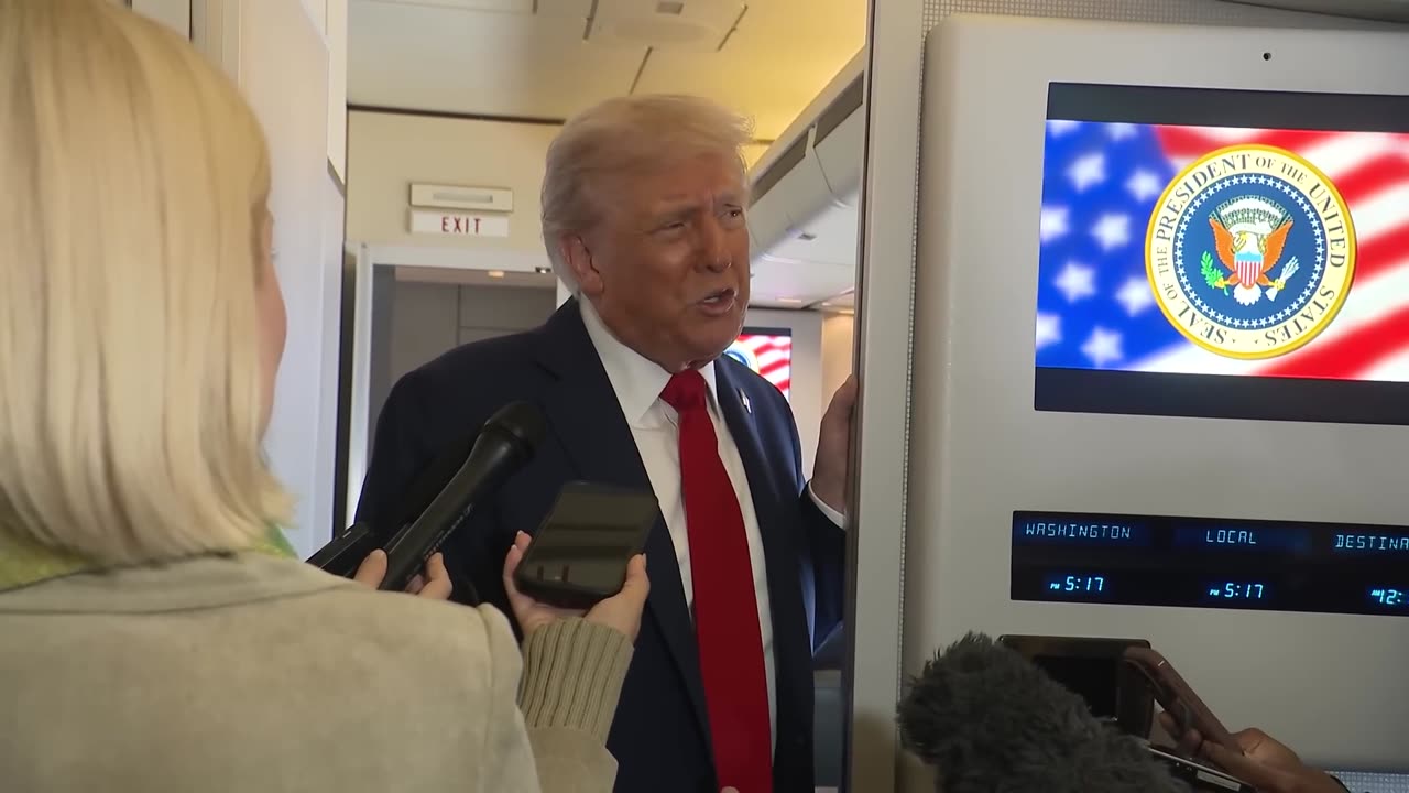President Trump Gaggles with the Press on Air Force One, Oct. 12, 2025