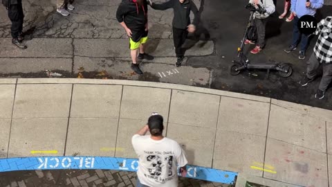 A Far-Left Militant (In the Yellow Shorts) Confronted and Attacked a Conservative Man 