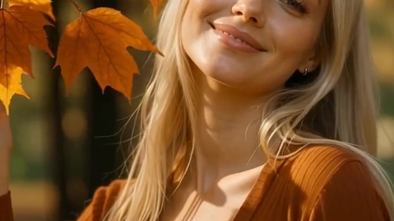 Beautiful blonde with autumn