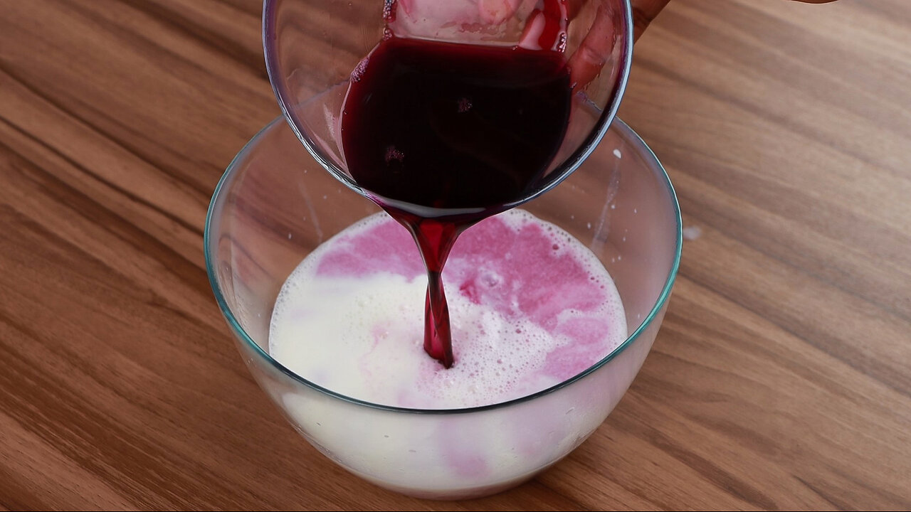 I added grape jelly to milk and made a very delicious and easy dessert!