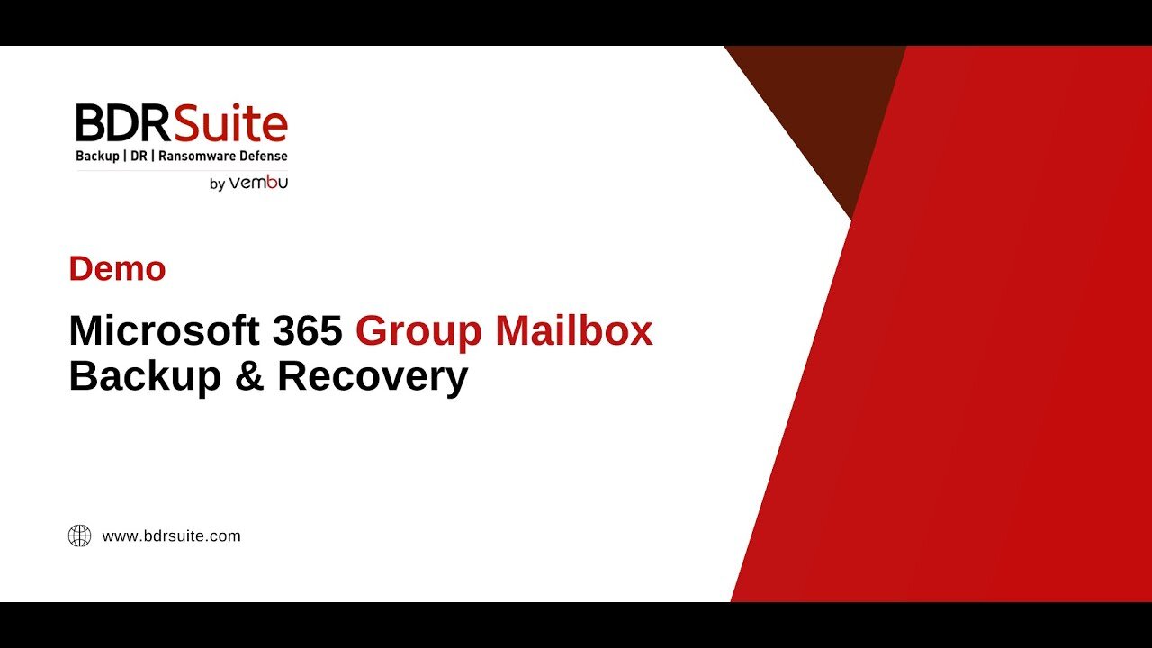 How to Backup and Restore Microsoft 365 Group Mailbox | BDRSuite Demo