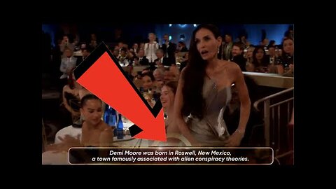 LOOK WHAT THEY PUT ON THE SCREEN AS DEMI MOORE WON AWARD FOR BEING "A WITCH ADDICTED TO RED SERUM!"