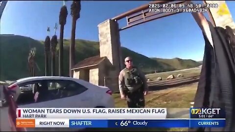 This lady here was arrested at Hart Memorial Park for removing the U.S. flag with a Mexican flag