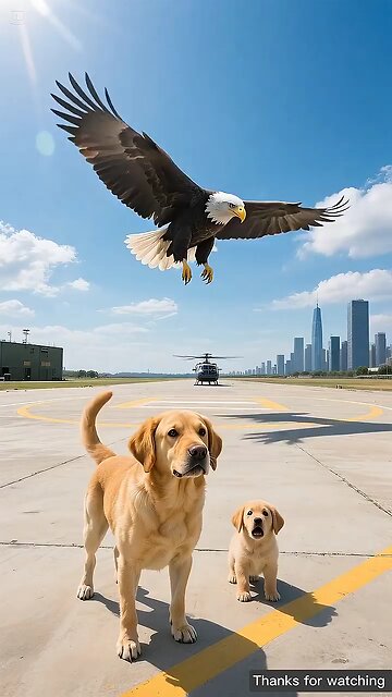 Dog saves its baby from eagle
