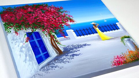 Acrylic Painting _ Blue Door Painting _ Aham Art