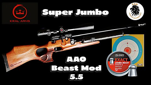 Kral Arms Super Jumbo 5 5mm AAO Beast Mod test with JSB Exact Jumbo Beast 33.95gn Pellets@ 55 yards