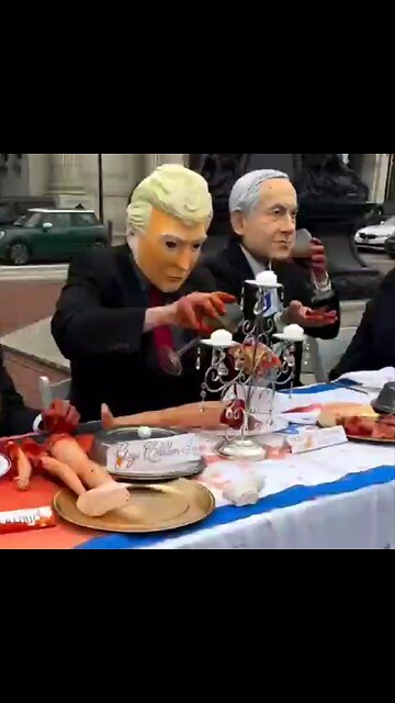 'La Última Cena' de Netanyahu: protesta antiisraelí simula un banquete de sangre