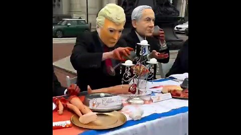 'La Última Cena' de Netanyahu: protesta antiisraelí simula un banquete de sangre