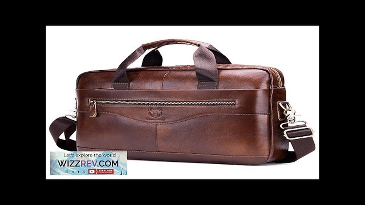 BULLCAPTAIN Briefcase Shoulder Messenger Bags Men's Genuine Leather 14-inch Laptop Bag's Review