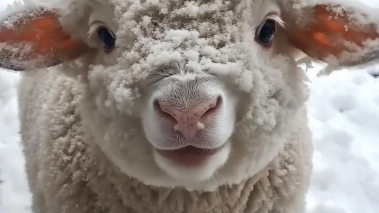 Charming Lamb in the Snow