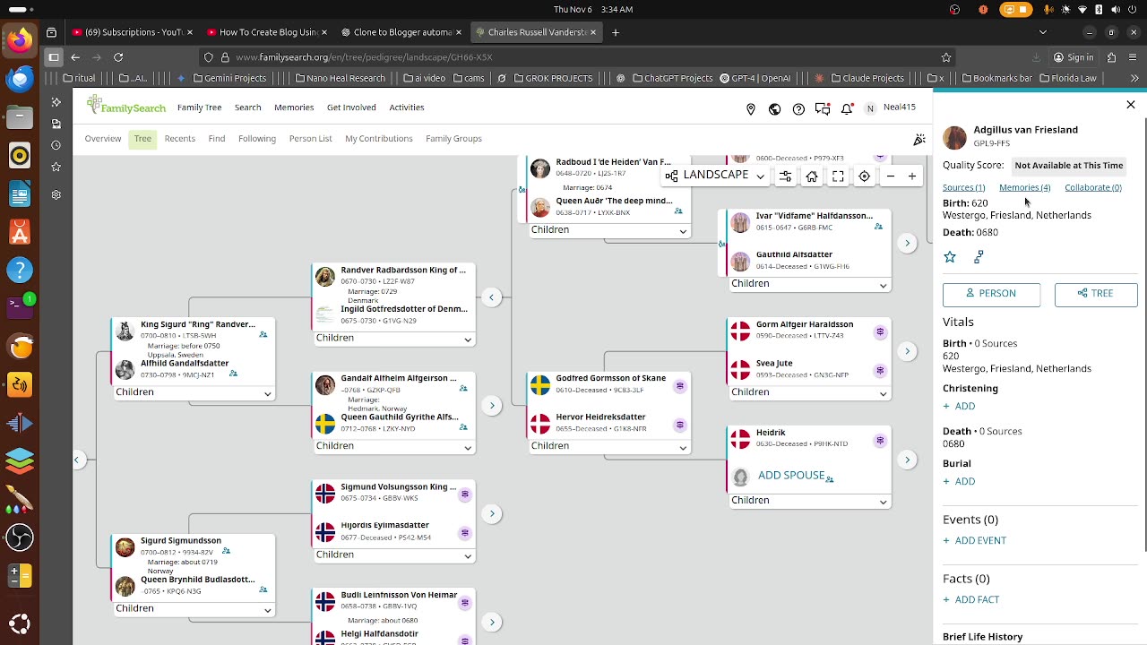 VanderX (me) Family Tree Goes Back To The Creators Of Europe