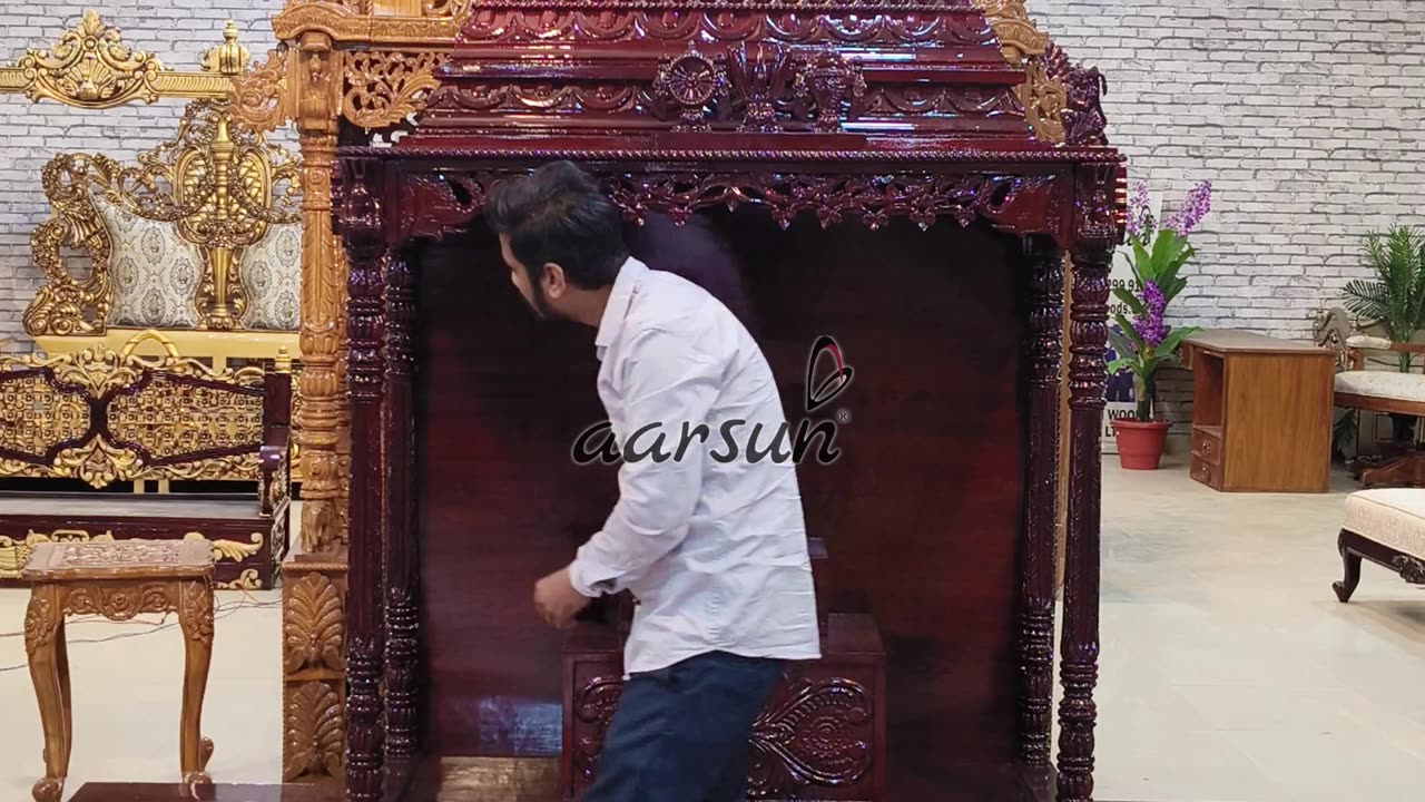 Walnut finish temple in teak wood