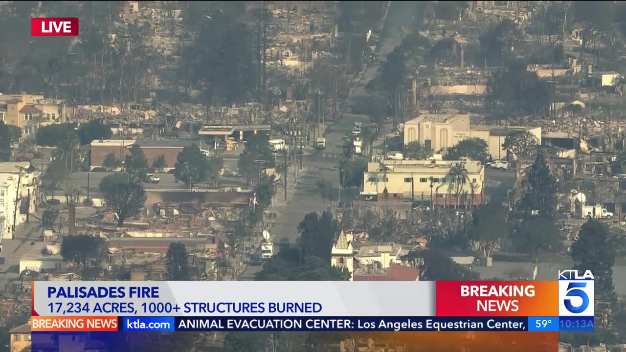 Before and after aerial views show devastation caused by Palisades Fire