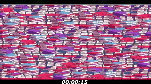 Colored pencil puzzle: Can you find the colored pencil among the books?