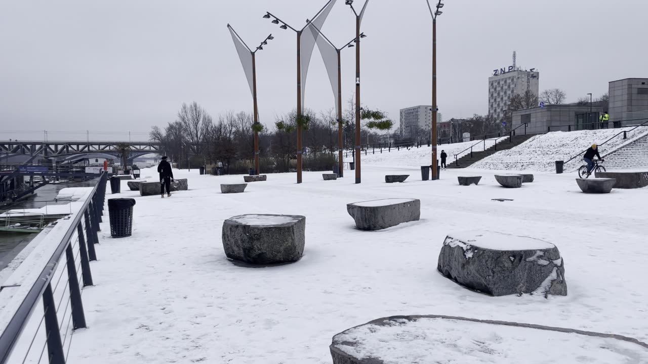 Icy Vistula and Warsaw