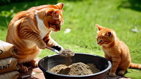 Mama Cat Trims Fur on the Farm and Makes Tiger Hat For Kittens At Home🐾🎩🐯_5