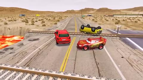 Flatbed Truck Mcqueen _ Transportation with Truck - Pothole vs Car _436 - BeamNG.Drive