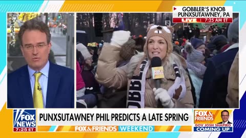 Punxsutawney Phil sees his shadow during Groundhog Day prediction