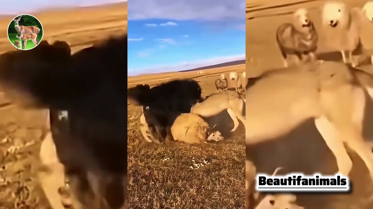 The dogs tore the wolf to pieces.