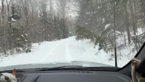 About to take on snowbank to get to OffGrid road.