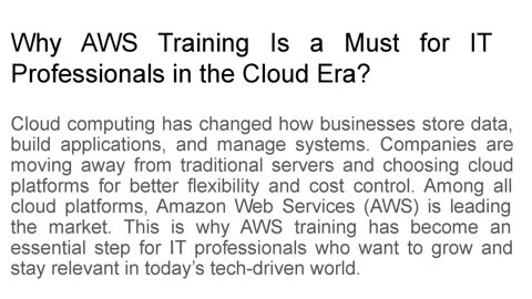 Why AWS Training is a Must for IT Professionals in the Cloud Era