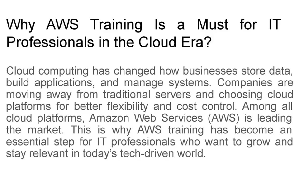 Why AWS Training is a Must for IT Professionals in the Cloud Era