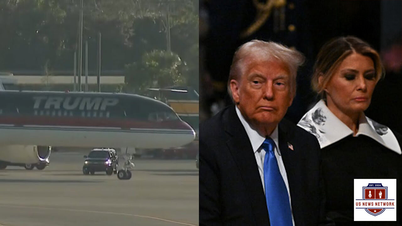 President-Elect Trump Arrives In Palm Beach After Attending Jimmy Carter's Washington D.C. Funeral