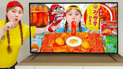 Mukbang Giant Fire Spicy Noodle Tteokbokki Convenience Store food