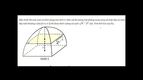 Toán 12: Một chiếc lều mái vòm có hình dạng như Hình 5. Nếu cắt lều bằng mặt phẳng song song với