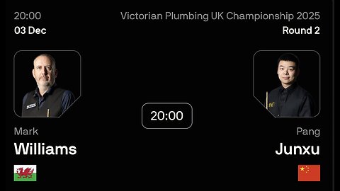 🔴 ถ่ายทอดสดสนุกเกอร์ 🏴󠁧󠁢󠁷󠁬󠁳󠁿 มาร์ค วิลเลี่ยมส์ VS ผาง จินชี่ 🇨🇳 ศึก ยูเค แชมเปี้ยนชิพ