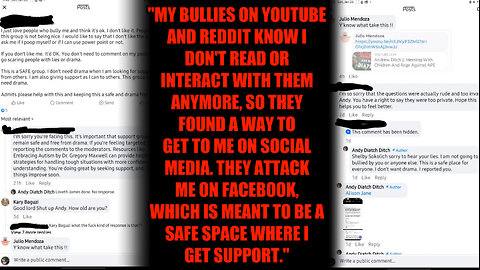 Autism Faker Andrew Ditch MALDS About Getting Called FAKE On his Facebook "SAFE SPACE"