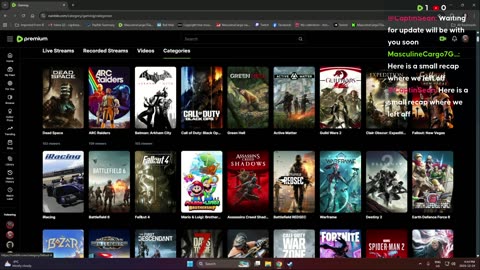 Just chatting low framerate doing what ever stream better off not watching or chatting ;)